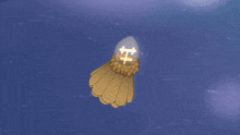 a cartoon drawing of a bird with the letter h on its face