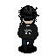 a pixel art of a man wearing a black hoodie and sunglasses .