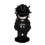 a pixel art of a man wearing a black hoodie and sunglasses .