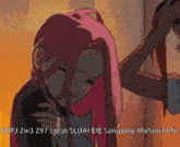a cartoon of a girl with pink hair with the words enfj 2w3 297 sx so sluai eie sanguine melancholic