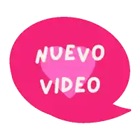 a pink speech bubble with the words nuevo video written inside