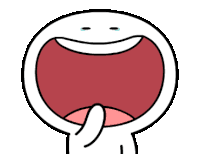 a cartoon drawing of a person laughing with their mouth open