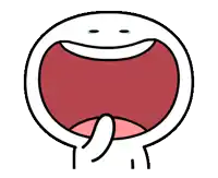 a cartoon drawing of a person laughing with their mouth open