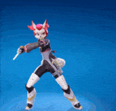a cartoon character is holding a knife in her hand