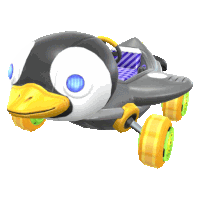 Black Penguin Slider Kart Sticker - Black Penguin Slider Penguin Slider Kart Stickers