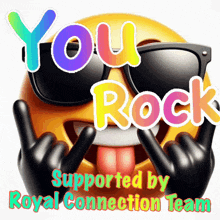 a smiley face with sunglasses and the words " you rock "