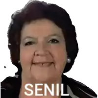 a woman with the word senil written on her face