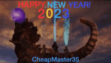 Happy New Year Happy New Year2023 GIF - Happy New Year Happy New Year2023 Godzilla GIFs