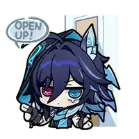 a cartoon of a girl with a speech bubble that says `` open up '' .