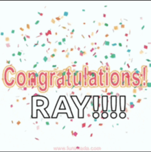 a congratulations ray card with confetti falling