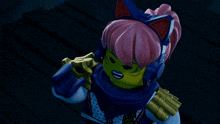 a lego figure with a cat ear headband