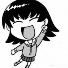 a black and white drawing of a girl giving a thumbs up sign .