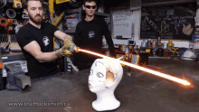 light saber cutting through slicing flame plastic