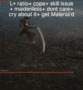 a person is flying through the air with a sword in a video game