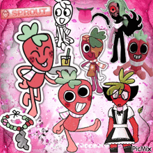 a bunch of cartoon characters with the word sprout on the top