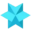 a blue star on a white background that looks like a umbrella .