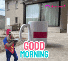 gm good morning coffee mug merchandise