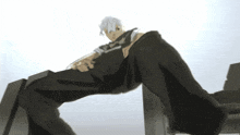 a cartoon drawing of a man laying on a chair