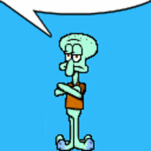 a cartoon of squidward from spongebob squarepants with a speech bubble above his head