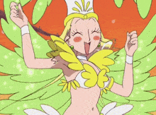 a cartoon drawing of a woman in a white dress and wings
