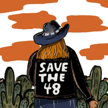 save the48 cowboy fist raised fist cactus