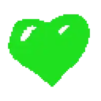 a pixel art of a green heart with a hole in the middle on a white background .