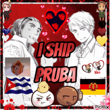 a collage of anime characters with the words i ship pruba on top