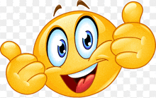 a smiley face is giving two thumbs up