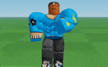 a roblox character is wearing a blue shirt that says cool