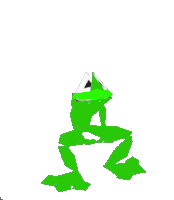 a green frog with a purple mouth and a white background