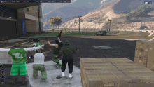 a screenshot of a video game shows a group of people