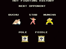 a video game screen shows the next opponent as buchu star and nuncha