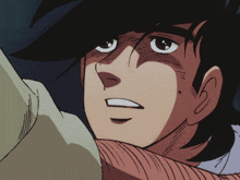 a close up of a cartoon character 's face with a white smile