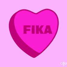 a pink heart with the word fika written inside of it