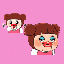 a cartoon of a girl applying makeup with the words spirit written below her