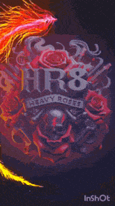 a heavy roses logo with a skull and roses on it