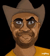 a man with a beard wearing a cowboy hat and glasses