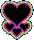 a pixel art of a rainbow heart with three hearts inside of it