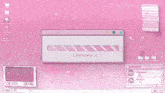 a computer screen shows a girl with pink hair and glasses