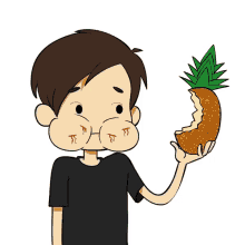 pineapple abacaxi com casca comer abacaxi com casca cartoon desenho