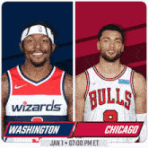 a washington wizards player and a chicago bulls player are on a poster