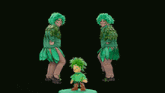 a group of people with green hair are standing in a row