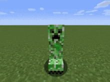 a creeper is standing in the grass in a minecraft world