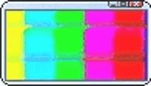 a pixel art of a tv screen with a rainbow of colors on it .