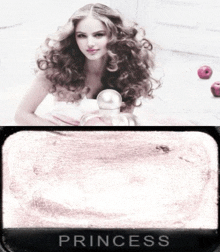a bottle of princess perfume sits next to a woman