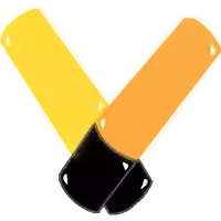 a yellow and orange object with a black border