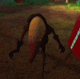 a cartoon character with a red x on the bottom of his head
