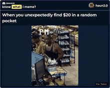 a screenshot of a discord post about when you unexpectedly find $20 in a random pocket