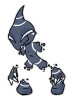 a black and white drawing of a monster with sharp claws on its feet