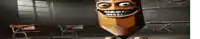 a cartoon pencil is smiling in a dark room